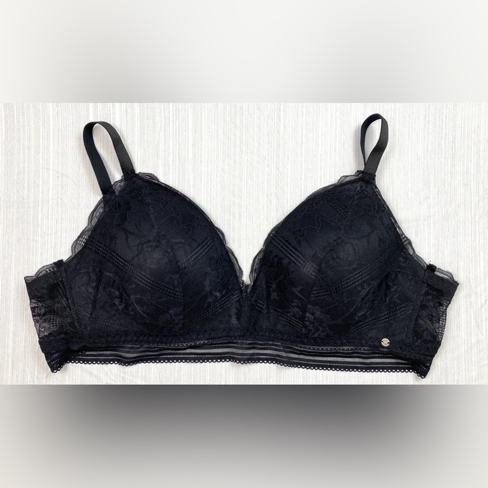 Lucky Brand Womens Bra Size 42C Wireless Bralette Black Lace